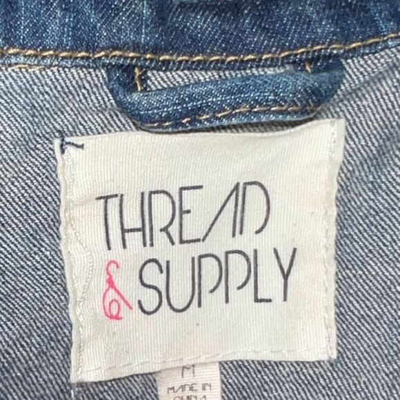Threads & Supply Factory Distressed Jean Denim Jacket Size Medium B1 - Picture 5 of 5